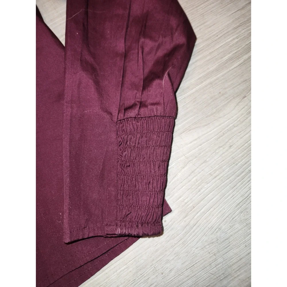 Madewell NEW V-Neck Tie-Neck Button-Front Top Burgundy XXS‎ Luxury Minimalist